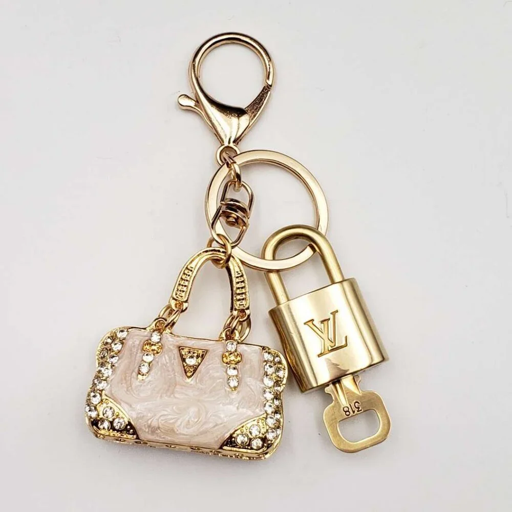 Louis Vuitton Authentic Gold Padlock 🔒 Key + Unbranded Keychain Bag Charm